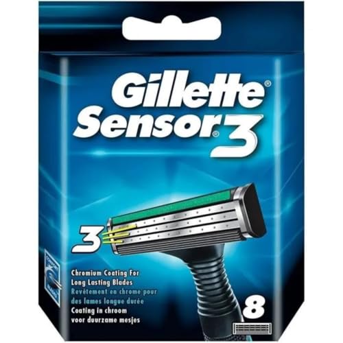 Gillette Sensor3, Confezione da 8 Lamette da Barba di Ricambio da 3 Lame