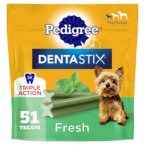 Pedigree Dentastix Small and Toy Breed Dog Treats, Fresh Flavor, 12.31 oz. Bag (51 Treats)