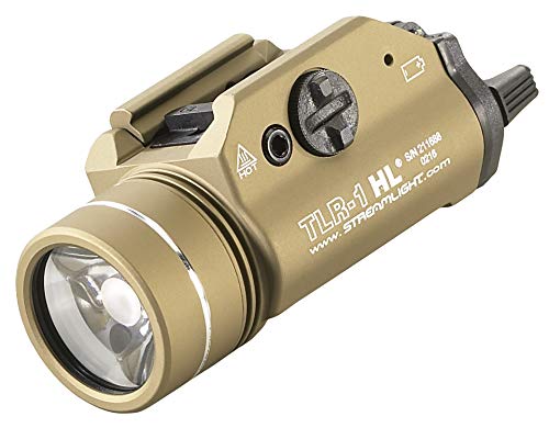 Streamlight 69266 TLR-1 HL 1000-Lumen 20000-Candela Rail-Mounted Tactical Weapon Light with Specific Compatibility Rail Locating Keys, Flat Dark Earth