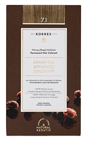 (-42%) KORRES Argan Oil Colorant – ammoniakfreie Haarfarbe Aschblond 7.1 – 100% Grauhaarabdeckung & vegan für ein langanhaltendes Farbergebnis