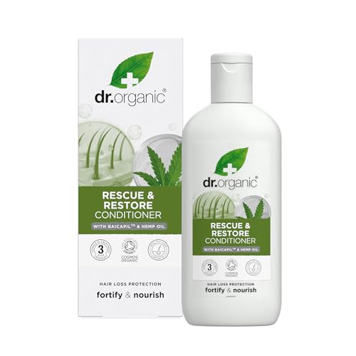 Dr Organic Hemp Oil Rescue Conditioner, Restoring, Fine Hair, Mens, Womens, Natural, Vegan, Cruelty-Free, Paraben & SLS-Free, Organic, 265ml, Packaging may vary