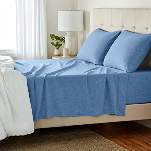Amazon Basics 4 Piece Breathable Cotton Jersey Bed Sheet Set, Queen