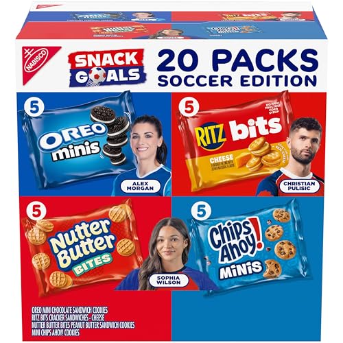 Nabisco Classic Mix Variety Pack, OREO Mini, CHIPS AHOY! Mini, Nutter Butter Bites, RITZ Bits Cheese, Christmas Stocking Stuffers, 20 Snack Packs