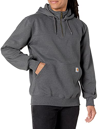 Carhartt mens Rain Defender Paxton Heavyweight Hooded Sweatshirt Shirt, Carbon Heather, Large US