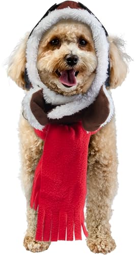 Rubies Aviator Pet Hat & Scarf Set for Dogs or Cats, M/L