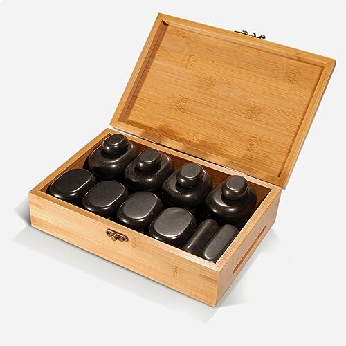 Master Massage 40pcs Professional Hot Stone Set for Body Massage with Bamboo Box