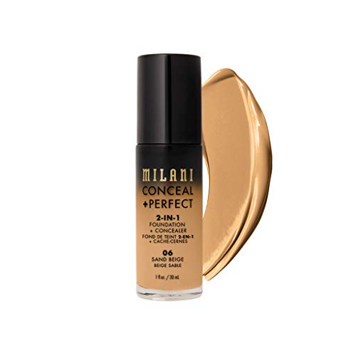Milani Conceal + Perfect 2-in-1 Foundation + Concealer for a Flawless Complexion, Under Eye Corrector, Cover Redness and Imperfections, Waterproof and Sweatproof - Sand Beige