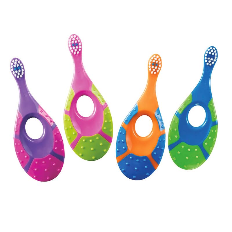 ⚡ BLITZDEAL (-66%) Jordan ® | Step 1 Baby Zahnbürste | Baby Zahnbürste 0-2 Jahre | Die Original Kleinkindzahnbürste mit extra weichen Borsten und weichem Beißring für Babygummis und Easy Grip | Blau und Grün | 4-pack