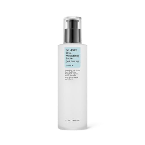 COSRX Oil Free Lotion with Birch Sap, Daily Acne Facial Moisturizer, Hydrating Moisturizer for All Skin Types, Korean Skin Care, Paraben free, 3.38 fl.oz / 100ml