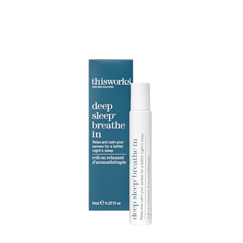 This Works Deep Sleep Breathe In Roll-On, 8ml - Natural Sleep Aid & Stress Relief Ritual - Calming Essential Oil Blend with Lavender, Vetivert & Patchouli – Travel-Sized Pulse Point Roller Ball