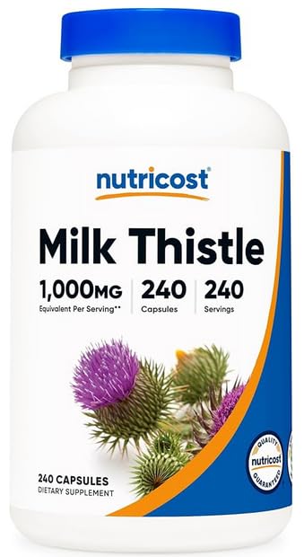 Nutricost Milk Thistle 1,000mg Equivalent, 240 Capsules - 250mg of 4:1 Extract - Vegan, Non-GMO and Gluten Free