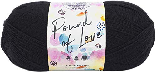 Lion Brand Yarn, Pound of Love Value Yarn for Knitting and Crocheting, Black