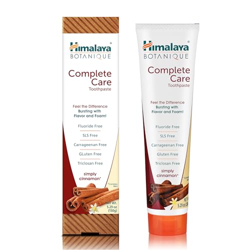 Himalaya Botanique Complete Care Toothpaste, Herbal, Cinnamon Flavor, Fights Plaque, Freshens Breath, Fluoride Free, No Artificial Flavors, SLS Free, Cruelty Free, Foaming, 5.29 Oz, 1 Pack
