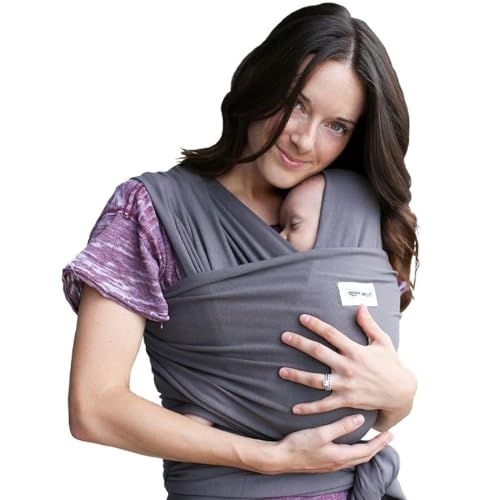 Sleepy Wrap Stretchy Ergonomic Baby Carrier Sling for Newborns to Toddlers - Hands-Free Lightweight Baby Wrap 7-35 lbs (Dark Grey)