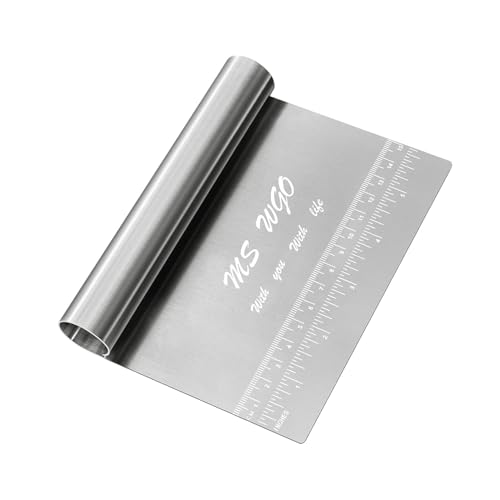 Pro Dough Pastry Scraper/Cutter/Chopper Stainless Steel Mirror Polished with Measuring Scale Multipurpose- Cake, Pizza Cutter - Pastry Bread Separator Scale Knife
