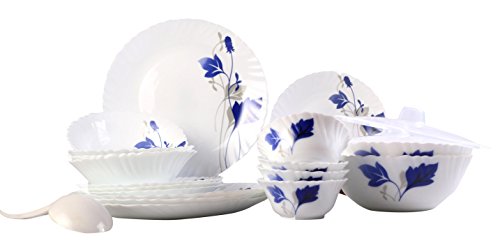 Ageria Opalware Glass Dinner Set,Pack of 25, White