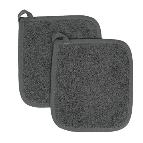 RITZ Terry Potholder & Hot Pad: Unparalleled Heat Resistant, Durable 100% Cotton – Ergonomically Designed for Optimal Grip – Easy-Care Machine Washable – 2-Pack, Graphite