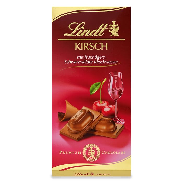🔥 STARKER PREIS (-39%) Lindt Schokolade Kirsch | 12 x 100 g Tafel | Vollmilch-Schokolade mit fruchtigem Schwarzwälder Kirschwasser, alkoholhaltig | Schokoladentafel | Schokoladengeschenk