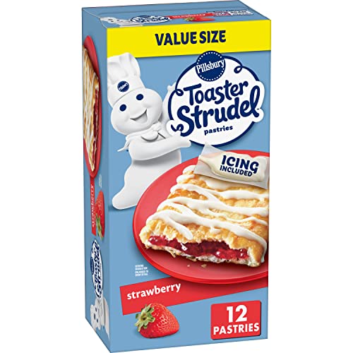 Pillsbury Toaster Strudel Frozen Pastries, Strawberry, Value Size, 12 Ct, 23.4 oz