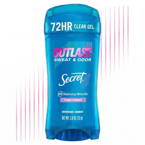 Secret Outlast Clear Gel Antiperspirant Deodorant for Women, Clean Lavendar 2.6 oz