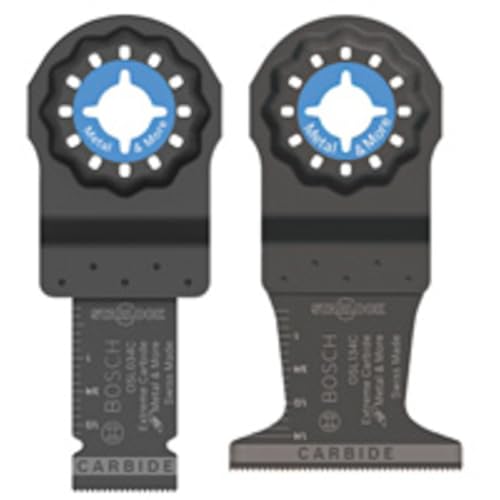 BOSCH OSL002CH 2-Piece Mixed Set 3/4 in. & 1-3/4 in. Starlock Oscillating Multi Tool Metal & More Carbide Extreme Plunge Cut Blades for Cutting Iron Bar, Metal, Wood with Nails, Drywall and Tile