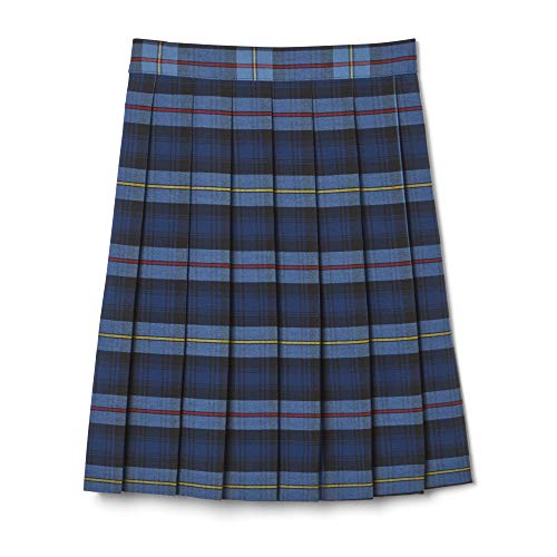 French Toast Girls' Adjustable Waist Mid Length Plaid Pleated Skirt, Blue & Red Plaid, 6: Clothing, Shoes & Jewelry