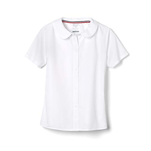 French Toast womens Short Sleeve Peter Pan Collar (Standard & Plus) Blouse, White, 14 US