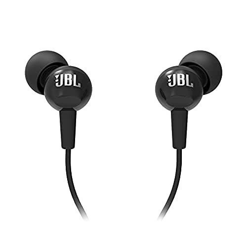 JBL C100SI Wired In Ear Headphones With Mic, Pure Bass Sound, One Button Multi-Function Remote, Premium Metallic Finish, Angled Buds For Comfort Fit (