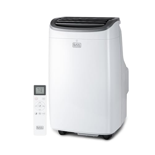 BLACK+DECKER Portable Air Conditioner, 9,000 BTU (5,300 BTU SACC) for Rooms up to 400 Sq. Ft., Portable AC with Follow Me Remote Control and Window Kit, BPACT08WT, White