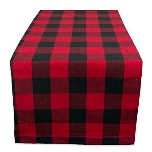 DII Buffalo Check Collection, Classic Farmhouse Table Runner, 14x72, Red & Black