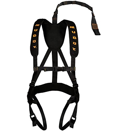 MUDDY Outdoors Magnum Pro Padded Leightweight Adjustable Hunting Deer Treestand Safety Harness System with Suspension Relief and Tree Strap, Black