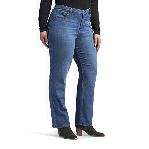 Lee Women's Plus Size Relaxed Fit Straight Leg Jean, Meridian, 18 Plus Petite