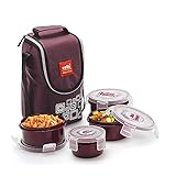 CELLO MF Click Lunch Box with Insulated Jacket Brown 3 x 300ml Containers