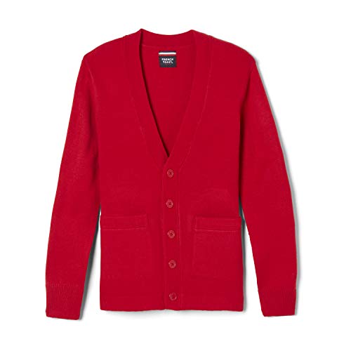 French Toast boys Anti-pill V-neck (Standard & Husky) School Uniform Cardigan Sweater, Red, 10 12 US