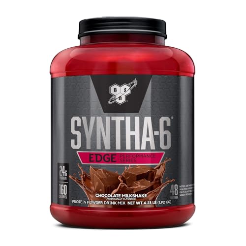BSN SYNTHA-6 EDGE Protein Powder, with Hydrolyzed Whey, Micellar Casein, Milk Protein Isolate, Low Sugar, 24g Protein, Chocolate Milkshake, 48 Servings