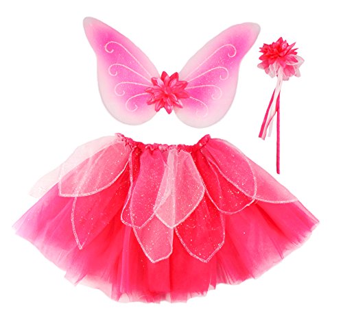 Great Pretenders Fancy Flutter Skit with Wings & Wand, Pink, Size 4-7 Dress-Up Play