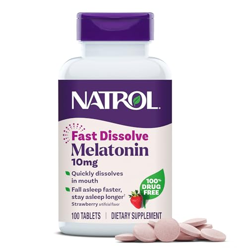 Natrol Fast Dissolve Melatonin 10mg Tablets - Strawberry Flavor, 100 Count, Sleep Support Melatonin Tablets for Adults, 100-Day Supply