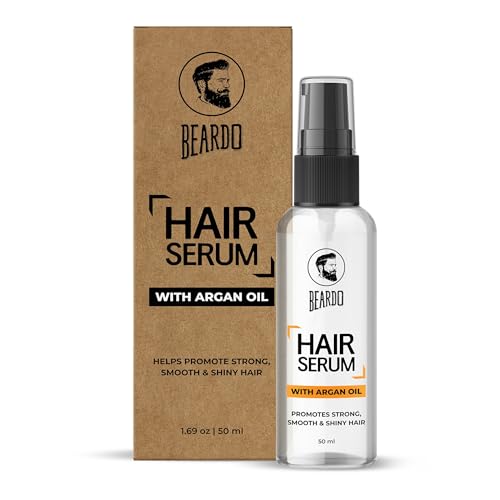 Hair Serum 50ml for Instant Shine & Anti-frizz with Argan Oil, Made for Men's Hair, Super Light-weight | Provides shine, smoothness and damage protect
