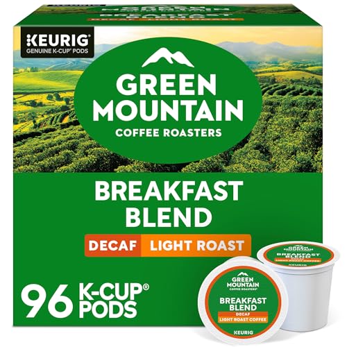 Green Mountain Coffee Roasters Breakfast Blend Decaf Coffee, Keurig Single Serve K-Cup pods, Light Roast, 96 Count