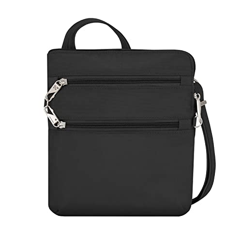 Travelon Anti-theft Classic Slim Double Zip Crossbody Bag, Black, One Size