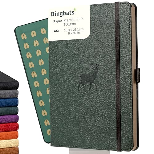 Dingbats* Wildlife Lined Writing Journal Notebook A5 - Vegan Leather Hardcover - Ideal for Work, Travel - Pocket, Elastic Closure, & Bookmark