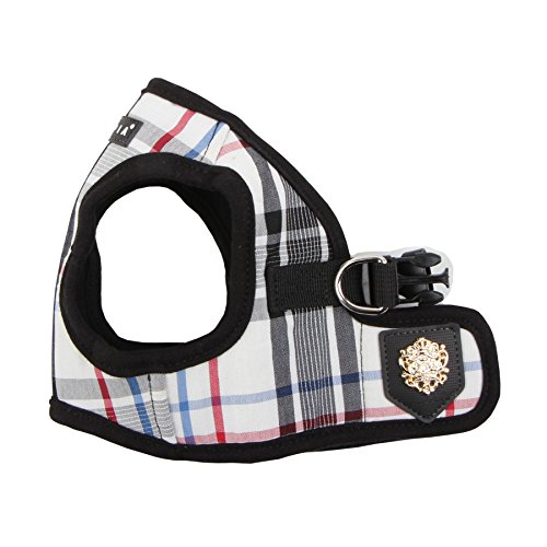 Puppia Junior - Checkered Dog Harness small dogs - Soft Vest - Also usable as Puppy Harness - Anti Pull Dog Lead, Black, XL