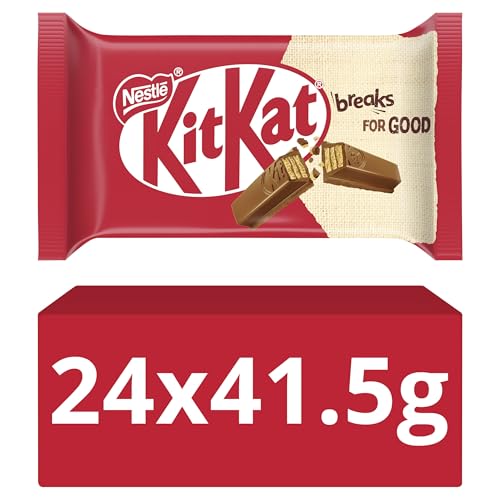 KitKat 4 Finger Milk Chocolate Biscuit Bar - Crispy Wafer, 41.5g | Multipack of 24