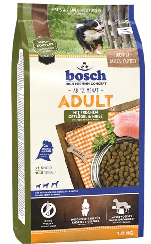 🔥 SELTEN SO GÜNSTIG (-78%) bosch HPC Adult mit frischem Geflügel & Hirse | Hundetrockenfutter für ausgewachsene Hunde aller Rassen | 1 x 1 kg