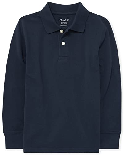 The Children's Place boys Long Sleeve Pique School Uniform Polo Shirt, Nautico Single, Large US