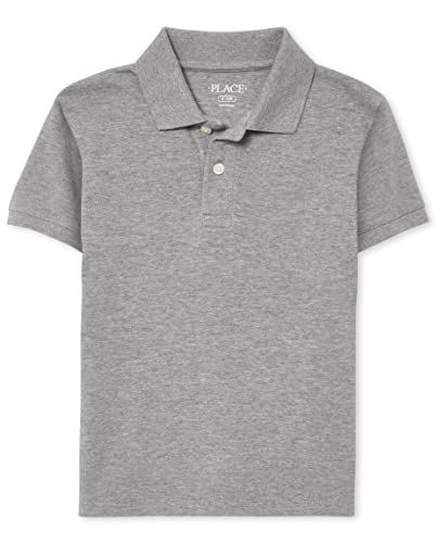The Children's Place boys Short Sleeve Pique School Uniform Polo Shirt, Smoke, Small US