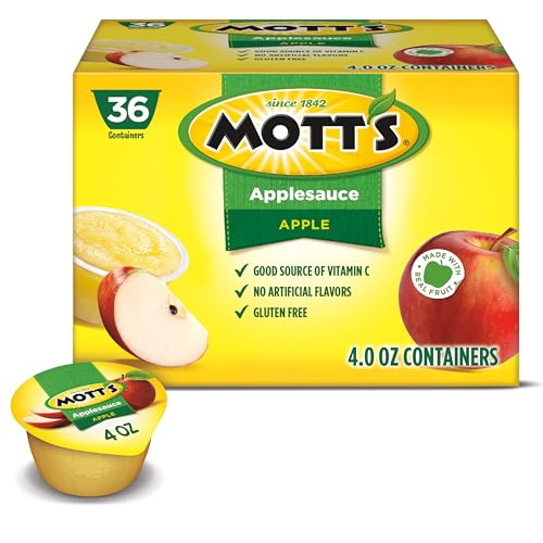 Mott's Applesauce, 4 Oz Cups, 36 Count, No Artificial Flavors, Good Source Of Vitamin C, Nutritious Option For The Whole Family