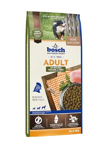 (-34%) bosch HPC Adult mit frischem Geflügel & Hirse | Hundetrockenfutter für ausgewachsene Hunde aller Rassen | 1 x 15 kg