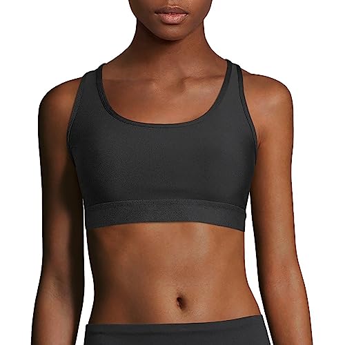 Hanes Sport Women's Compression Racerback Sports Bra,Black,Medium