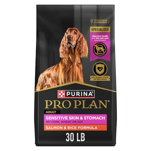 Purina Pro Plan Sensitive Skin and Stomach Dog Food Dry, Adult Salmon & Rice Formula, Digestive Health - 30 lb. Bag